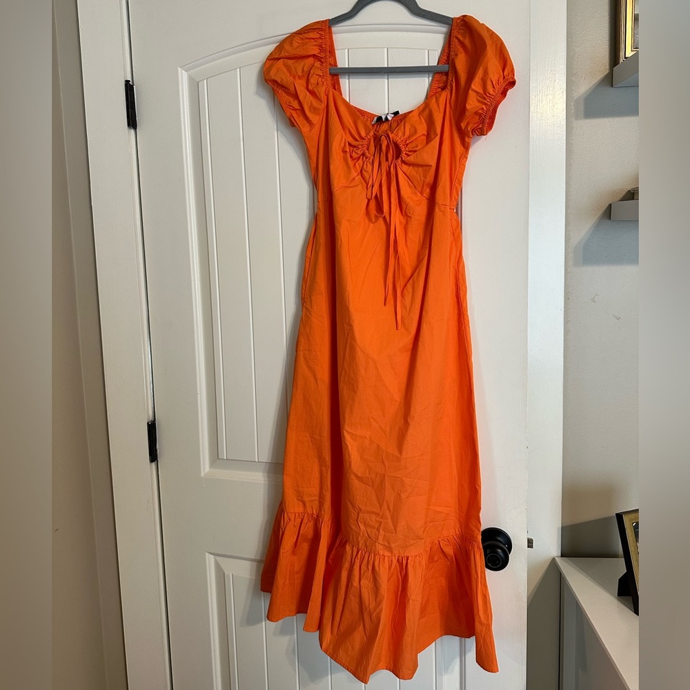 Greylin Orange Dress with Ruffle Hem